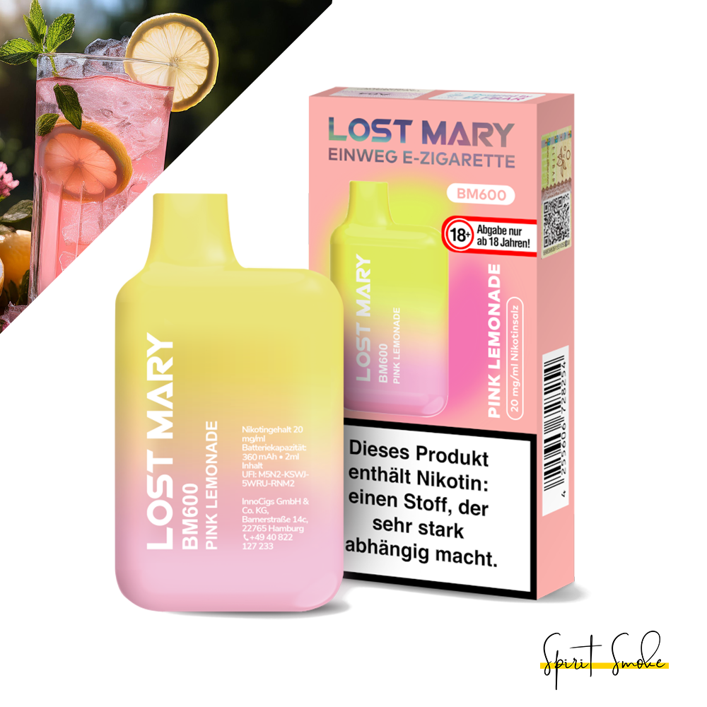 Die Lost Mary BM600 Pink Lemonade - intensiver Geschmack, sofort startklar, ohne Aufwand!